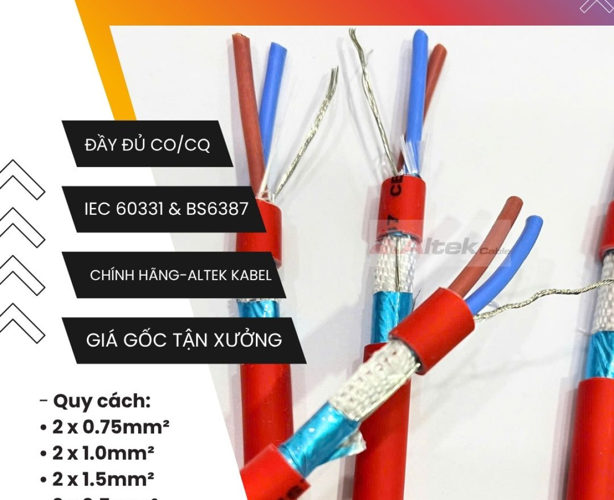 Cáp chống cháy chống nhiễu - altek kabel 2 lõi x 0.75