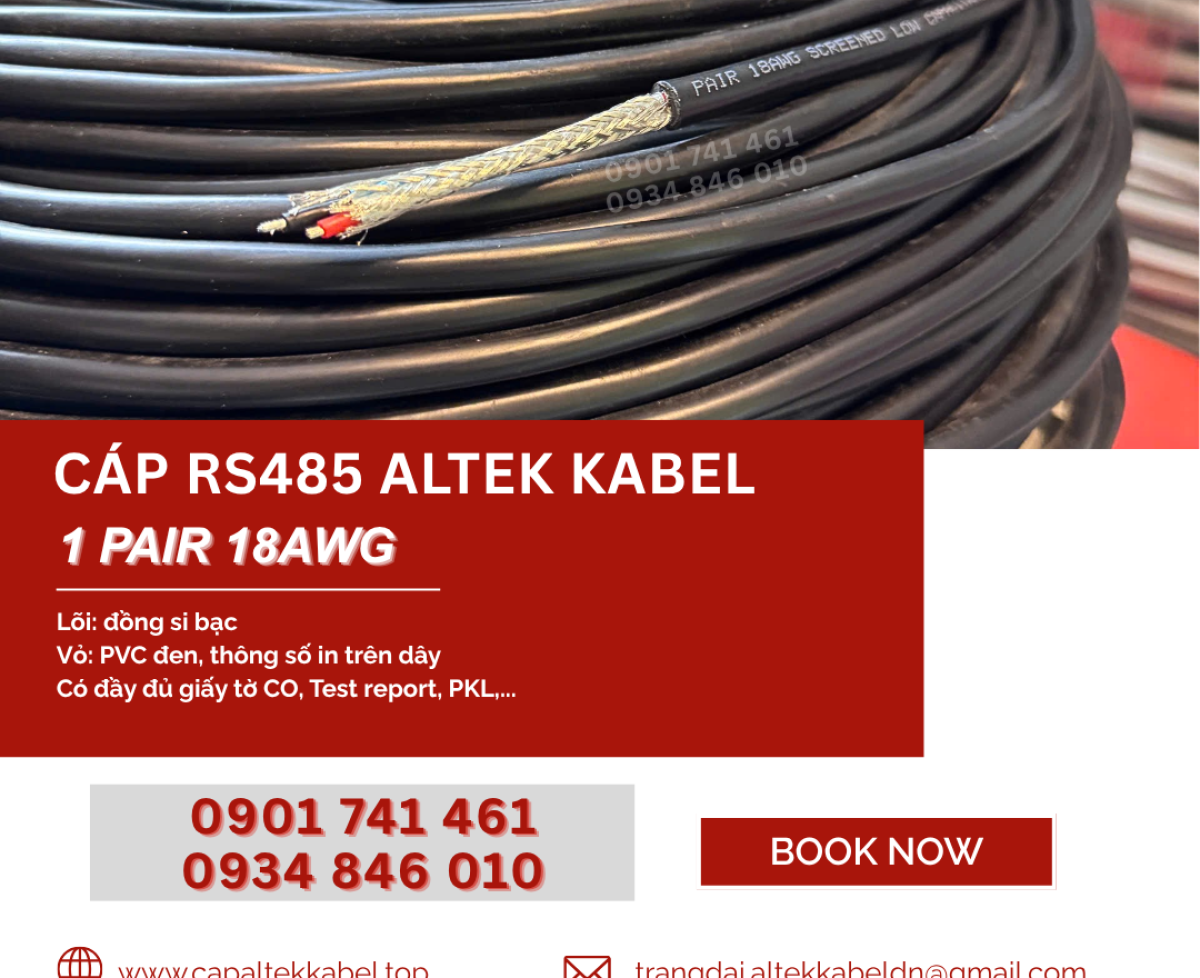 Cáp tín hiệu RS485 18AWG 1 Pair Altek Kabel tại Đà Nẵng, Bình Định, Khánh Hòa