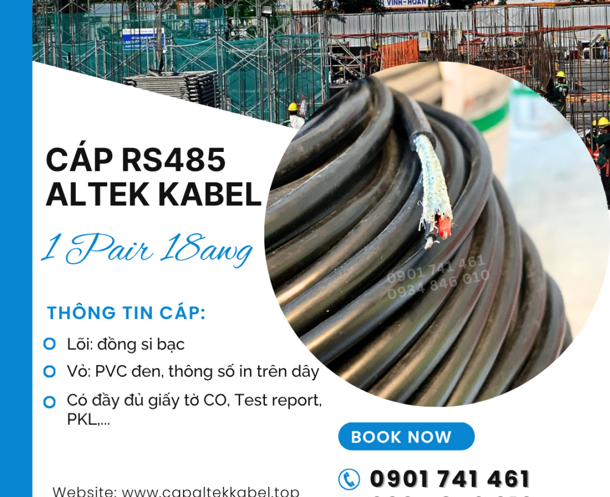 Cáp tín hiệu RS485 18AWG 1 Pair Altek Kabel tại Đà Nẵng, Bình Định, Khánh Hòa