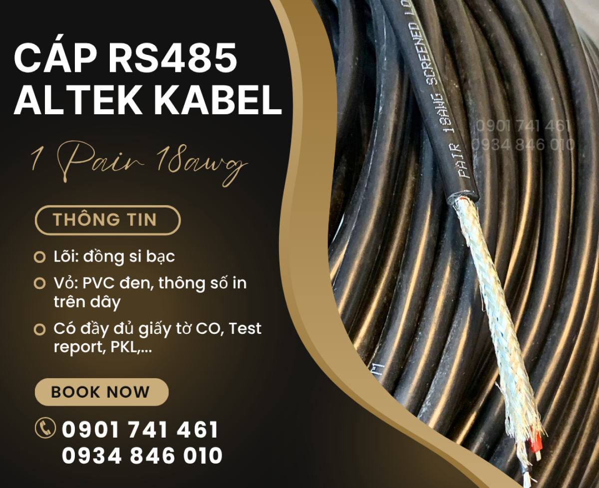 Cáp tín hiệu RS485 18AWG 1 Pair Altek Kabel tại Đà Nẵng, Bình Định, Khánh Hòa