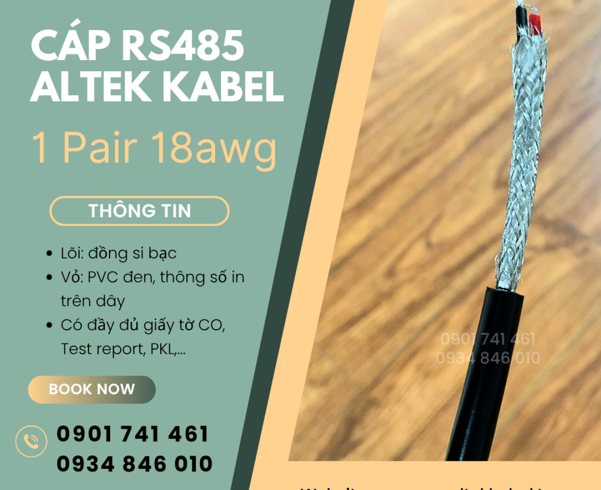 Cáp tín hiệu RS485 18AWG 1 Pair Altek Kabel tại Đà Nẵng, Bình Định, Khánh Hòa