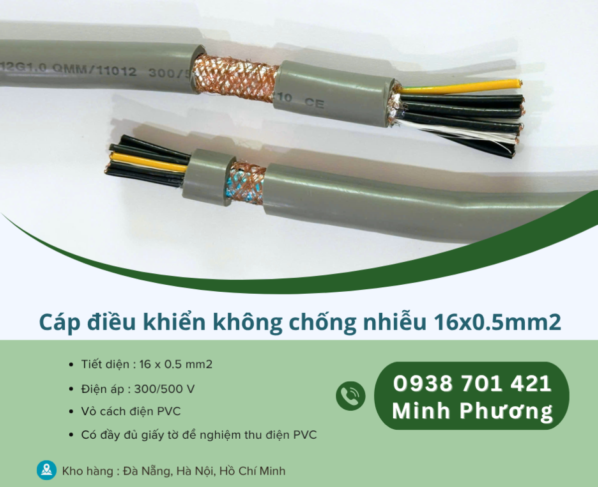 Cáp điều khiển không chống nhiễu 16x0.5mm2 hàng sẵn kho Đà Nẵng, Hà Nội, HCM