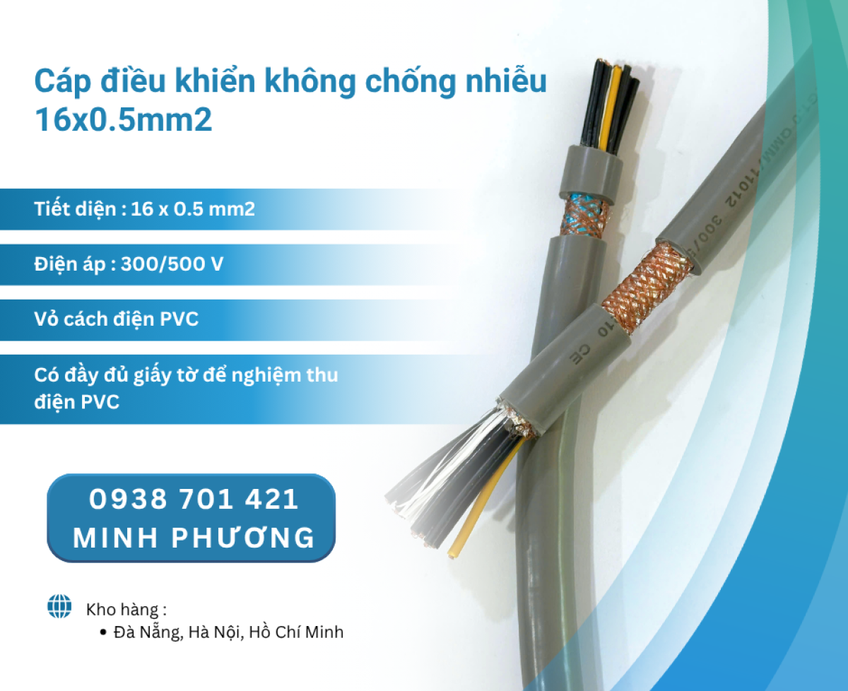 Cáp điều khiển không chống nhiễu 16x0.5mm2 hàng sẵn kho Đà Nẵng, Hà Nội, HCM