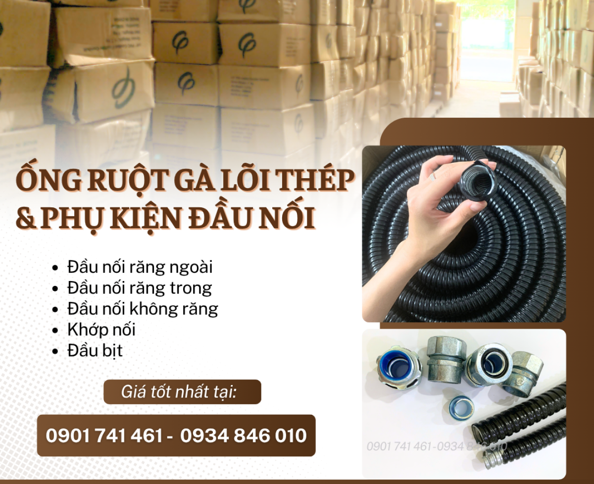 Phân phối ống ruột gà lõi thép và phụ kiện ống D16, D20, D32, D40