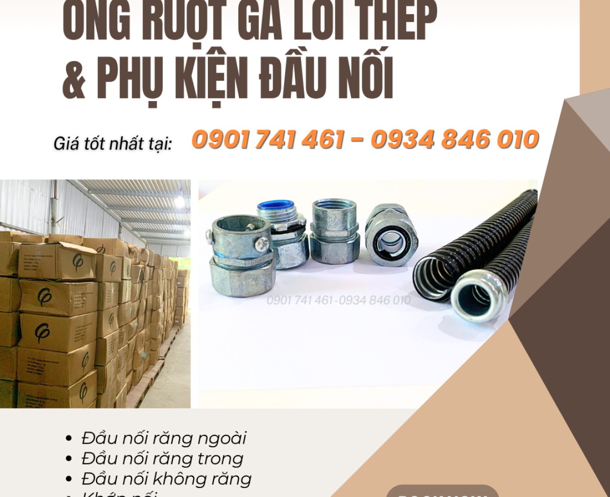 Phân phối ống ruột gà lõi thép và phụ kiện ống D16, D20, D32, D40