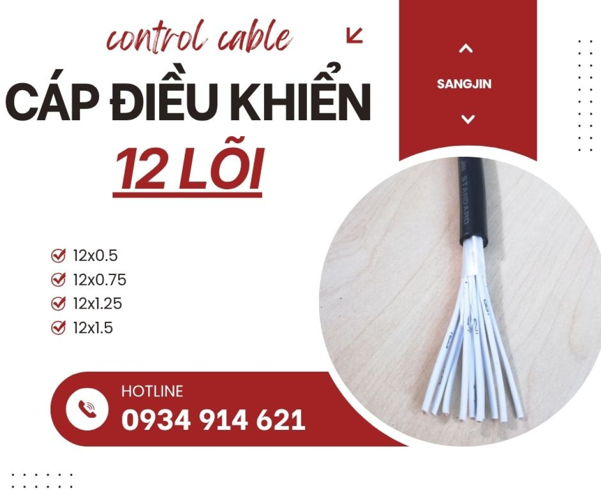 Cáp điều khiển Sangjin 12x0.5/12x0.75/12x1.25/12x1.5 Hà Nội, Đà Nẵng, HCM