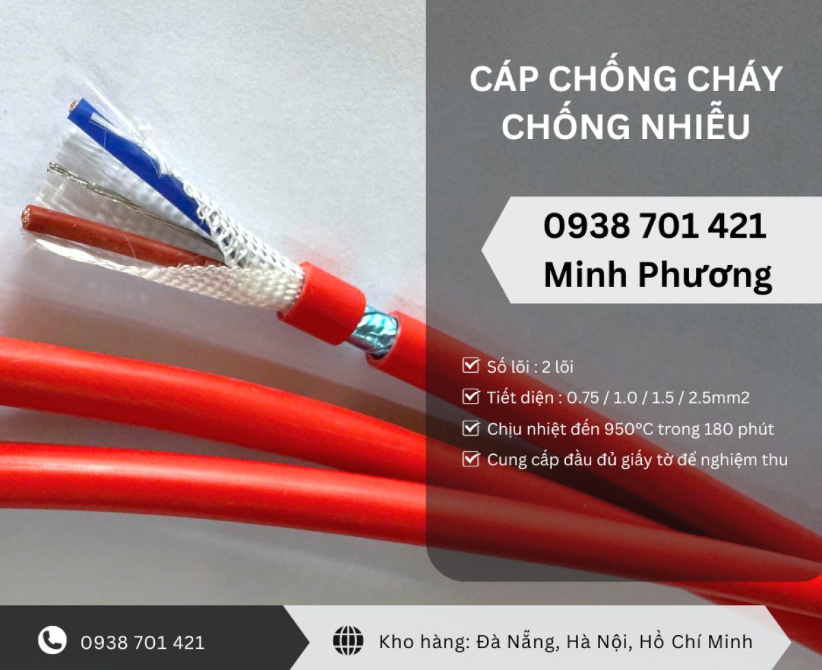Cáp chống cháy chống nhiễu 2x0.75mm² – Truyền tín hiệu ổn định Thanh Hóa, Bắc Ninh