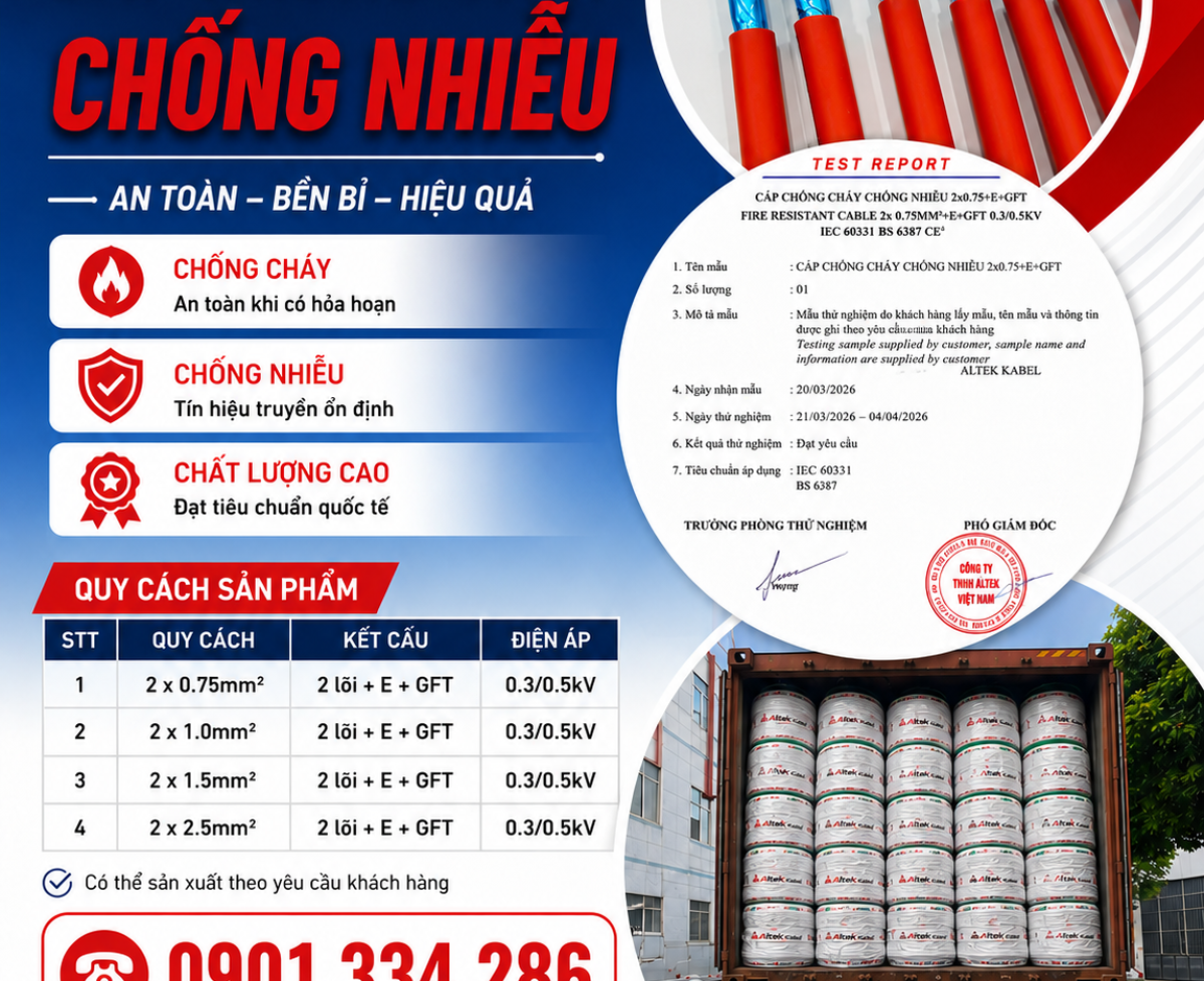 Cáp Chống Cháy Chống Nhiễu ALTEK KABEL – Duy Trì Tín Hiệu Ổn Định Khi Có Sự Cố Cháy