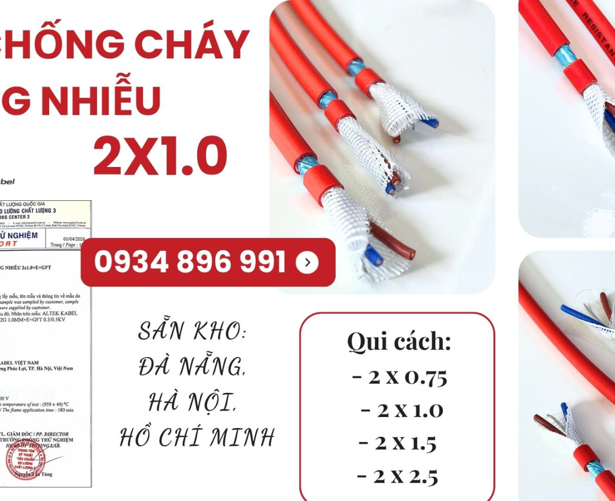 Cáp Chống Cháy Chống Nhiễu 2x0.75mm² – Sẵn Kho Khánh Hòa, Bình Định, Phú Yên