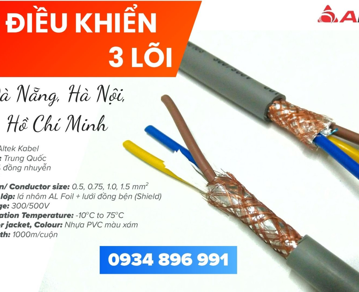 Cáp Tín Hiệu Chống Nhiễu 3x1.5 Quảng Bình, Quảng Nam, Quảng Ngãi