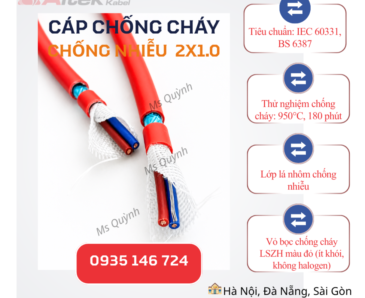 Cáp chống cháy chống nhiễu 2x1.0 Fr Altek Kabel