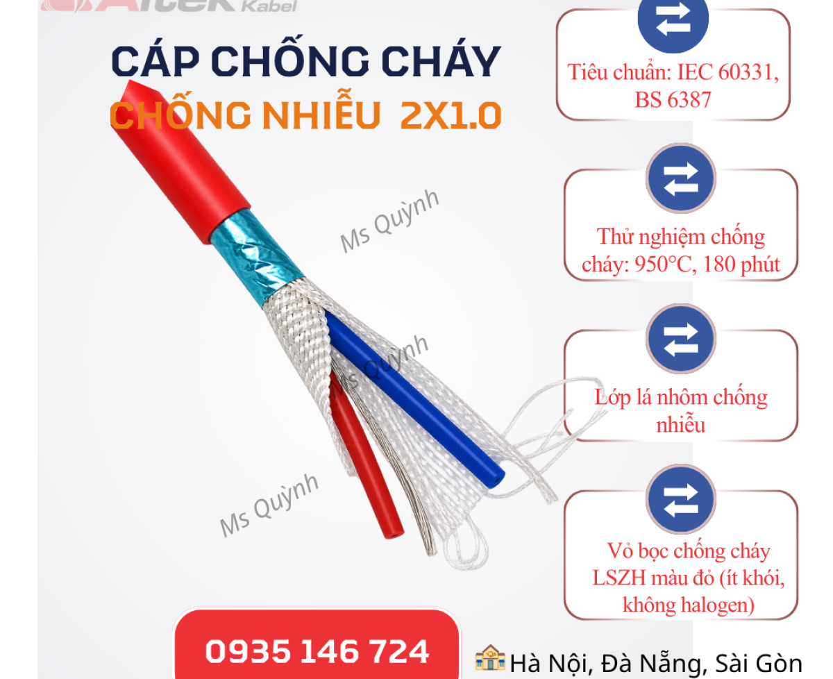 Cáp chống cháy chống nhiễu 2x1.0 Fr Altek Kabel