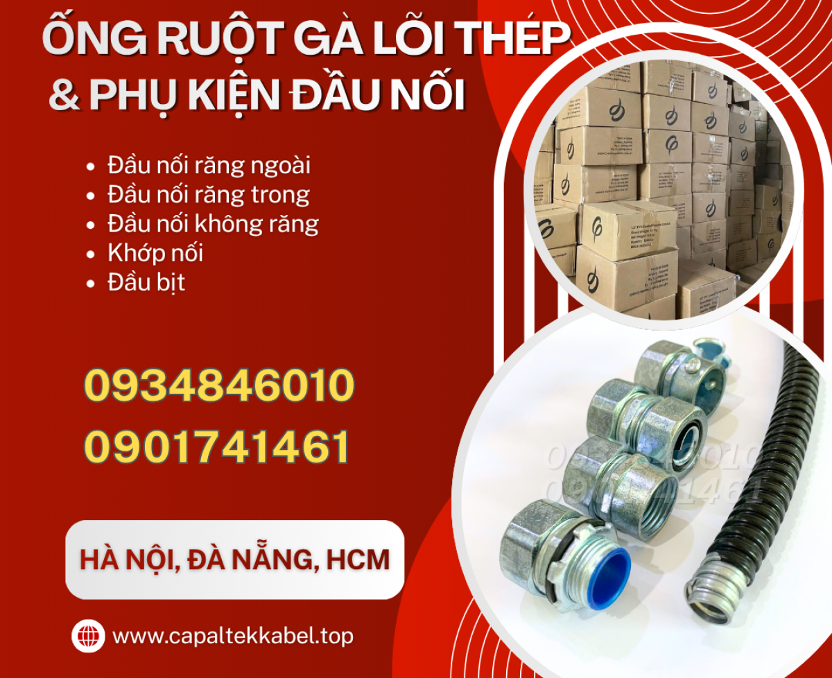 Ống ruột gà lõi thép D16, D20, D25, D32 sẵn Đà Nẵng, HCM, Hà Nội