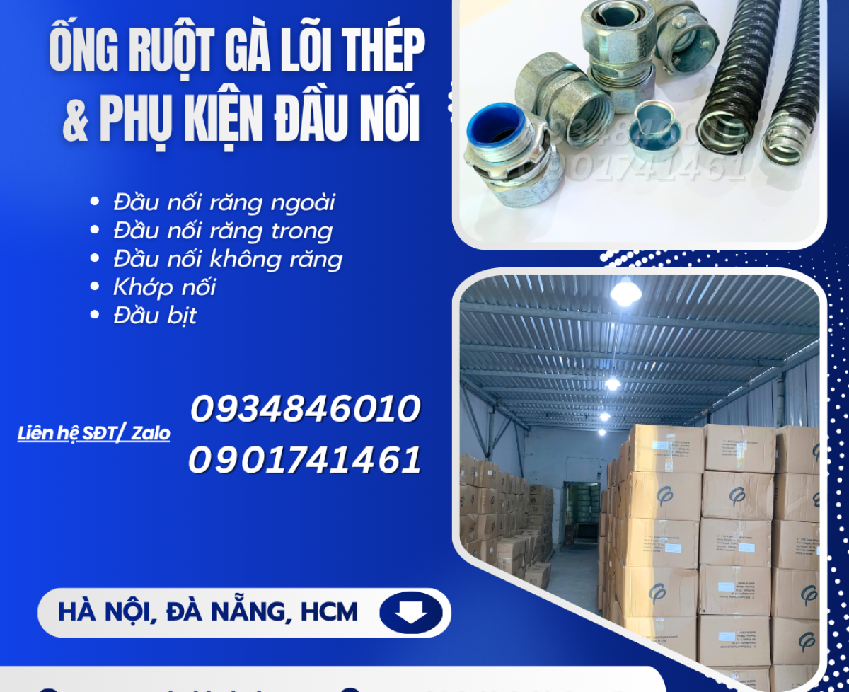 Ống ruột gà lõi thép D16, D20, D25, D32 sẵn Đà Nẵng, HCM, Hà Nội