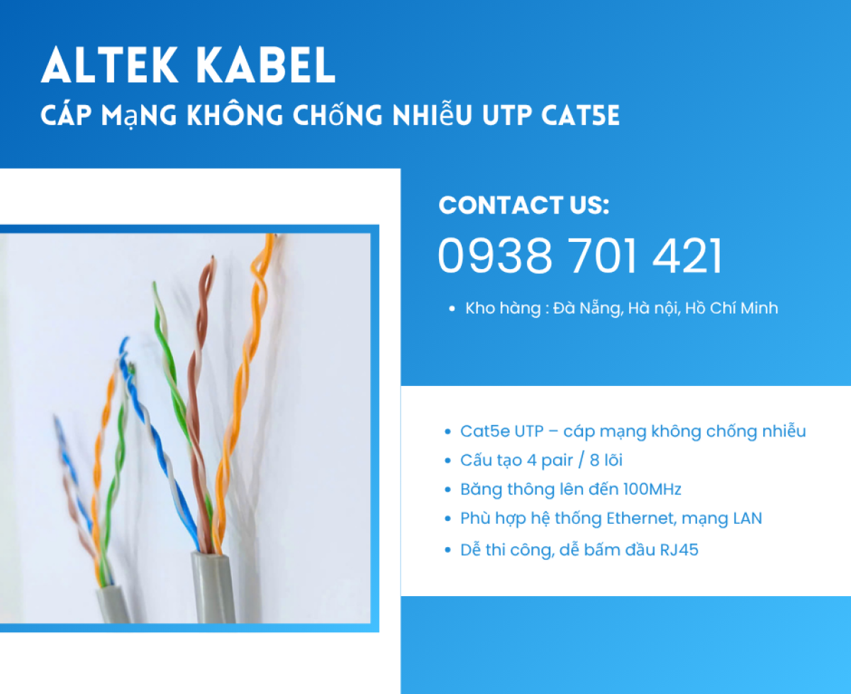 Cáp mạng UTP cat5e – Giải pháp kết nối mạng lan ổn định Đà Nẵng, Huế, Bình Định