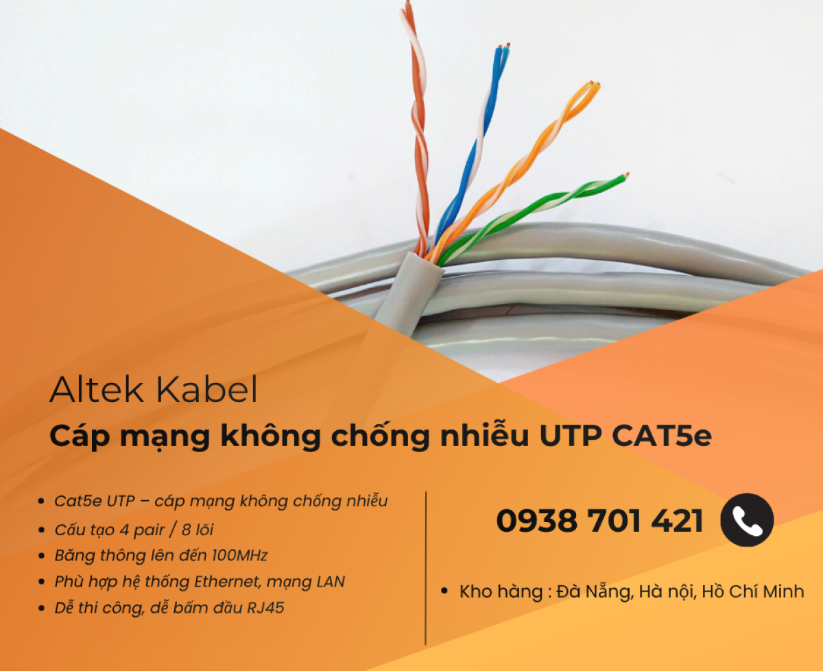 Cáp mạng UTP cat5e – Giải pháp kết nối mạng lan ổn định Đà Nẵng, Huế, Bình Định