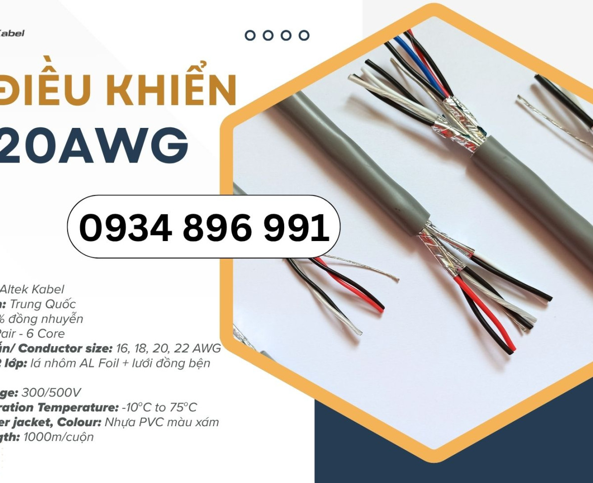 Cáp vặn xoắn 3 Pair 20 AWG – Giao ngay Nam Định, Thái Bình, Ninh Bình