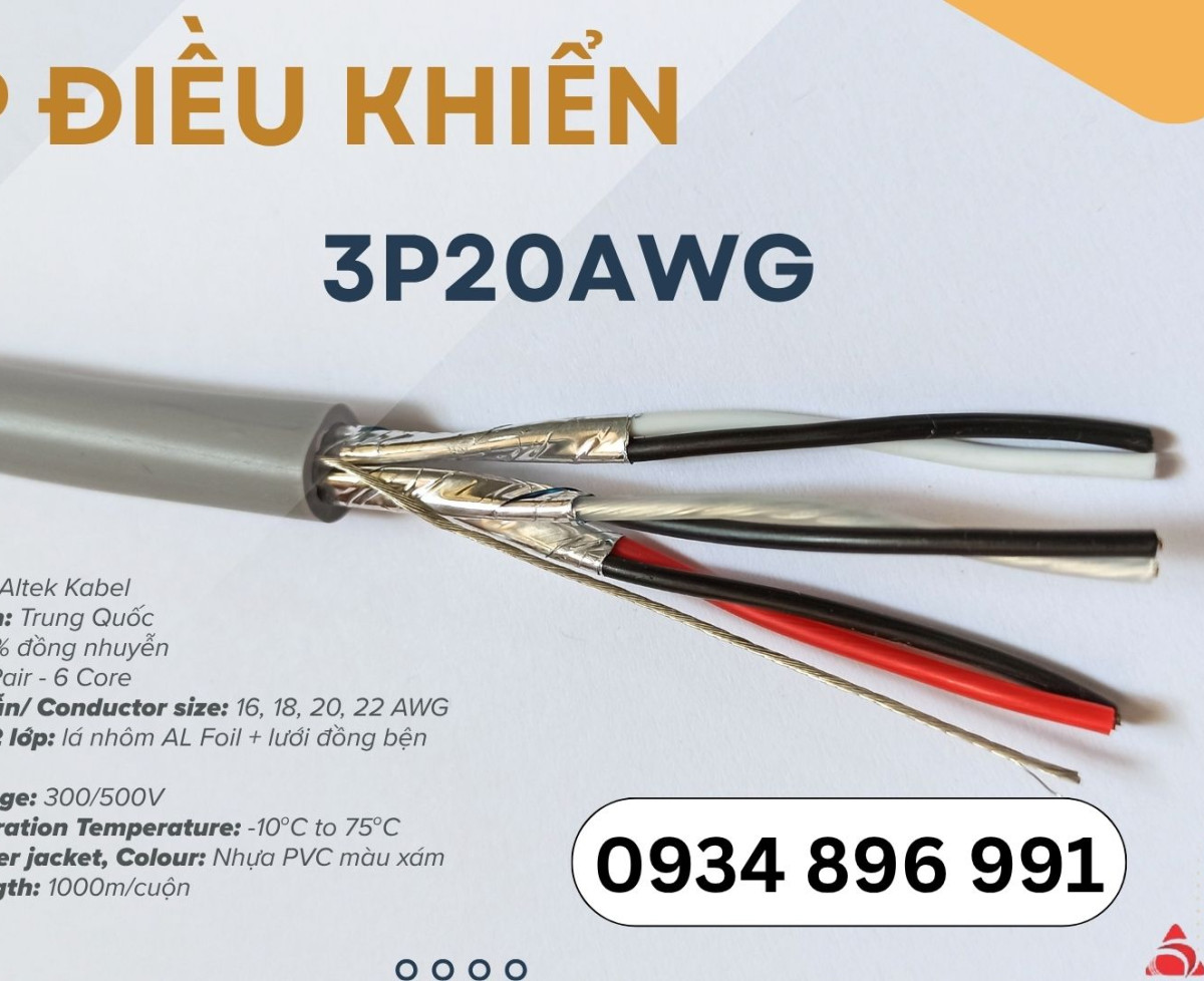 Cáp vặn xoắn 3 Pair 20 AWG – Giao ngay Nam Định, Thái Bình, Ninh Bình