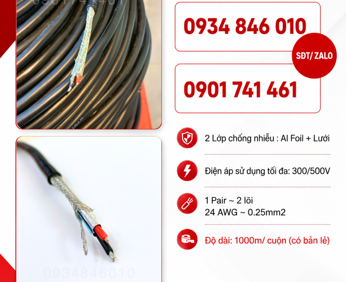 Giá cáp RS485 1 Pair 24AWG Altek Kabel chính hãng