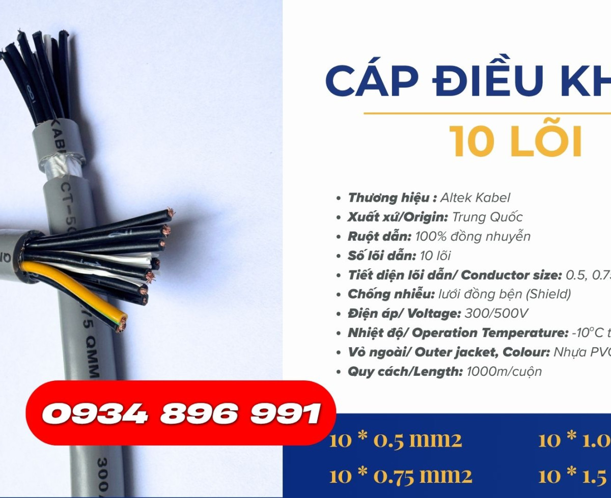 Cáp tín hiệu 10x1.5mm² Altek Kabel – Ship nhanh Bình Dương, Bình Thuận, HCM