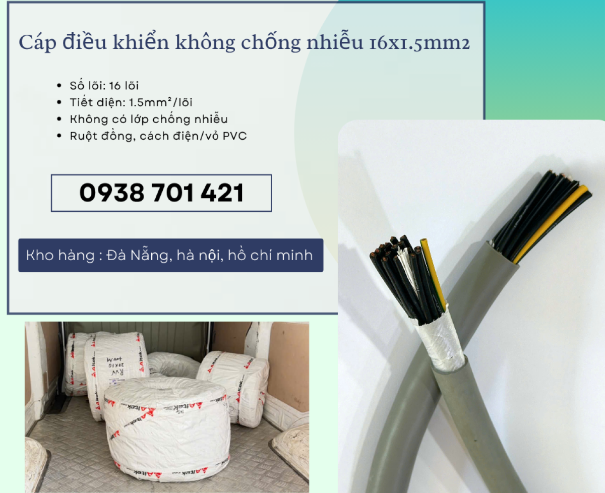 Cáp điều khiển không chống nhiễu 16x1.5mm² Quảng Bình, Quảng Ngãi, Quảng Nam