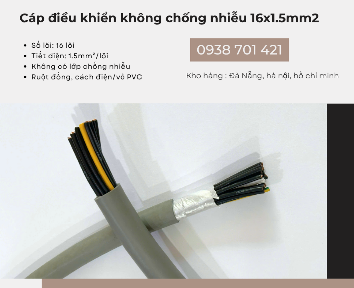Cáp điều khiển không chống nhiễu 16x1.5mm² Quảng Bình, Quảng Ngãi, Quảng Nam