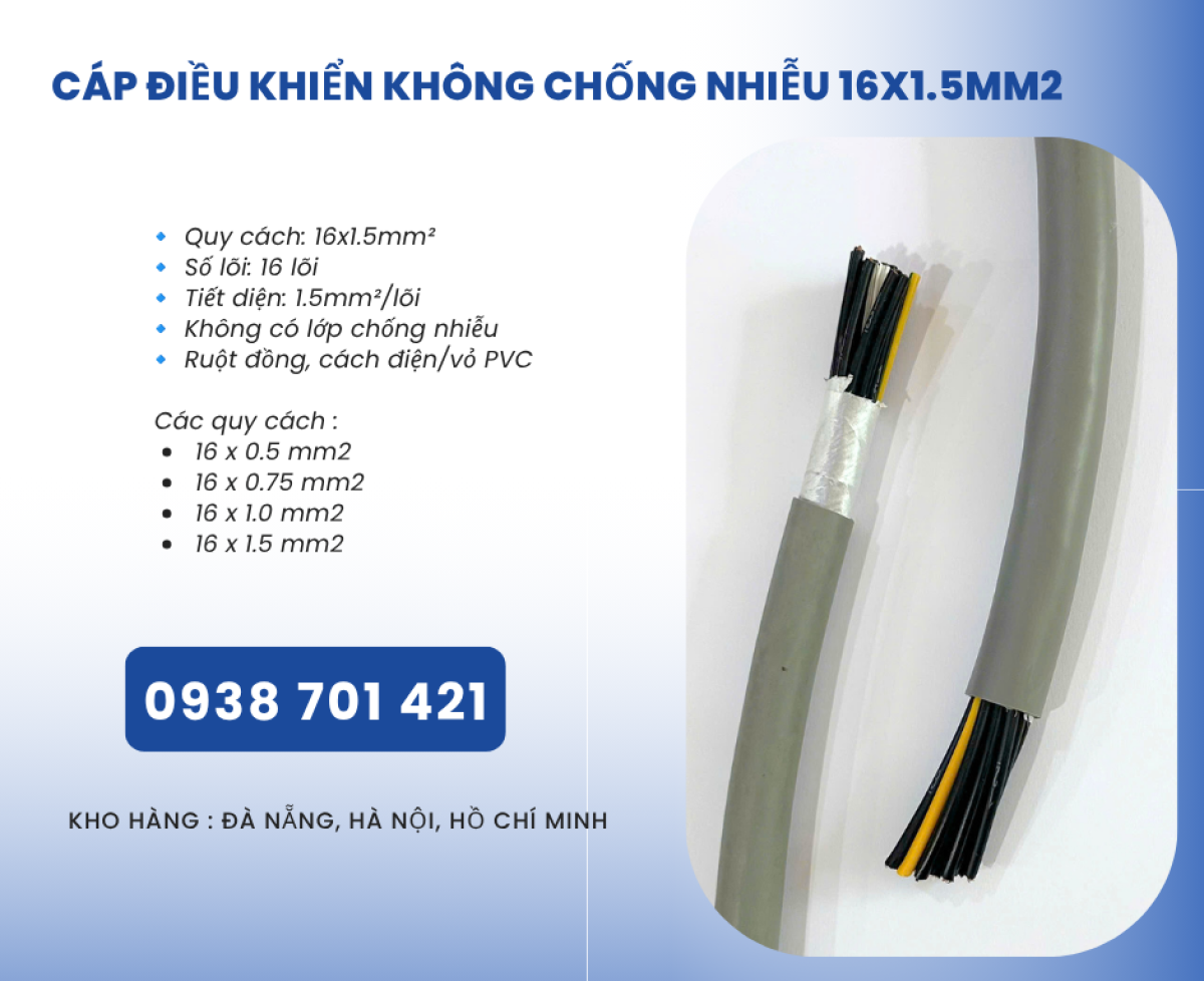 Cáp điều khiển không chống nhiễu 16x1.5mm² Quảng Bình, Quảng Ngãi, Quảng Nam