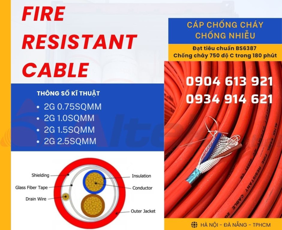 Cáp chống cháy chống nhiễu 2x1.5 - Cáp báo cháy PCCC