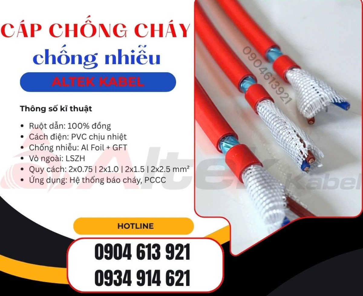 Cáp chống cháy chống nhiễu 2x1.5 - Cáp báo cháy PCCC