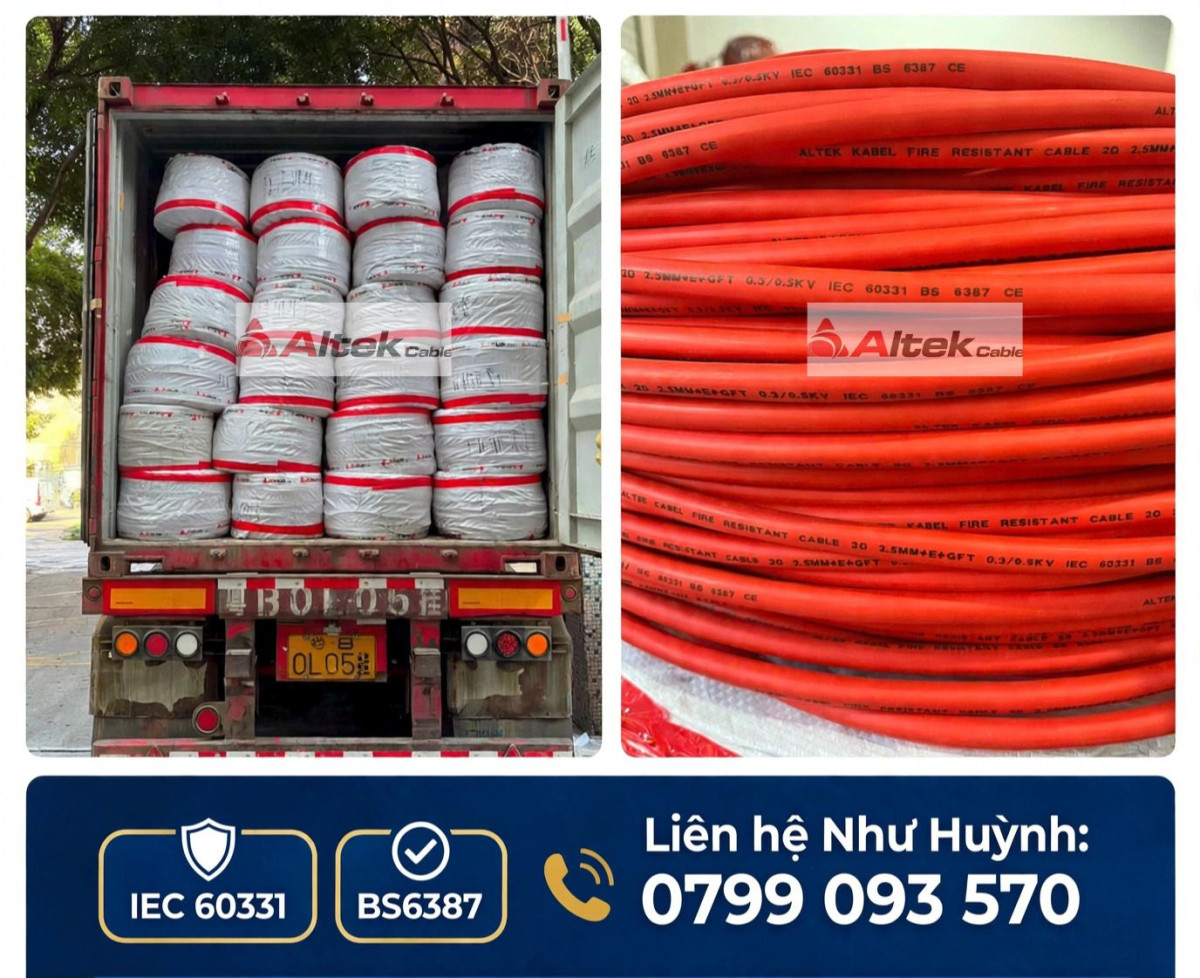 Cáp chống cháy chống nhiễu- tiêu chuẩn IEC 60331 & BS6387 SHIELDED FIRE RESISTANT CABLE