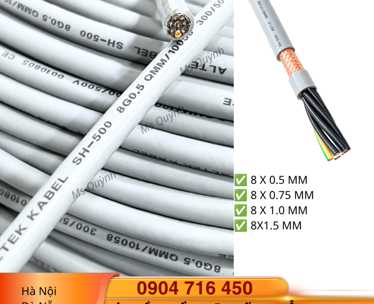 Cáp điều khiển 0.5, 0.75, 1.0, 1.5, 8 lõi chống nhiễu Altek Kabel