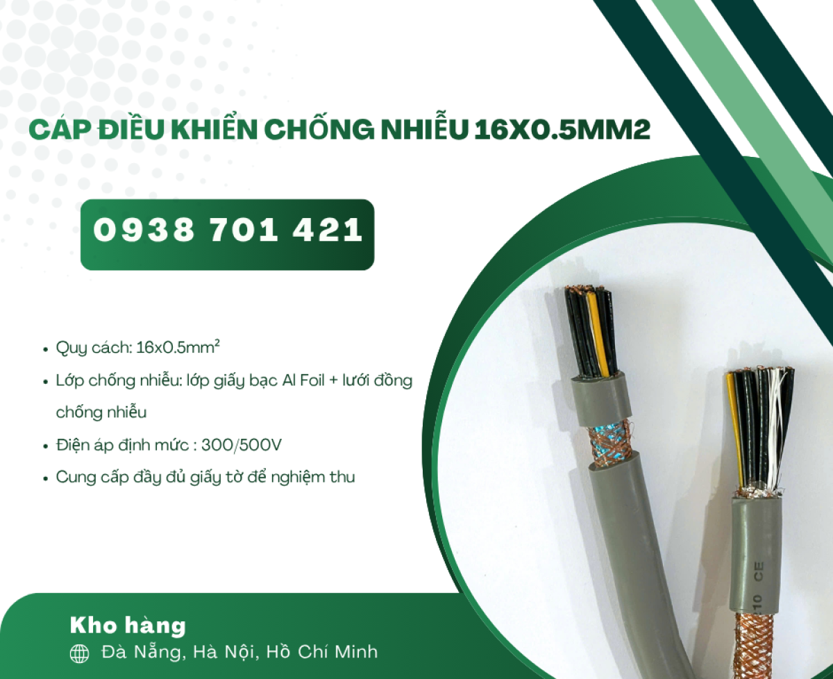 Cáp điều khiển chống nhiễu 16x0.5mm² – Truyền tín hiệu ổn định Bình Dương, Đồng Nai