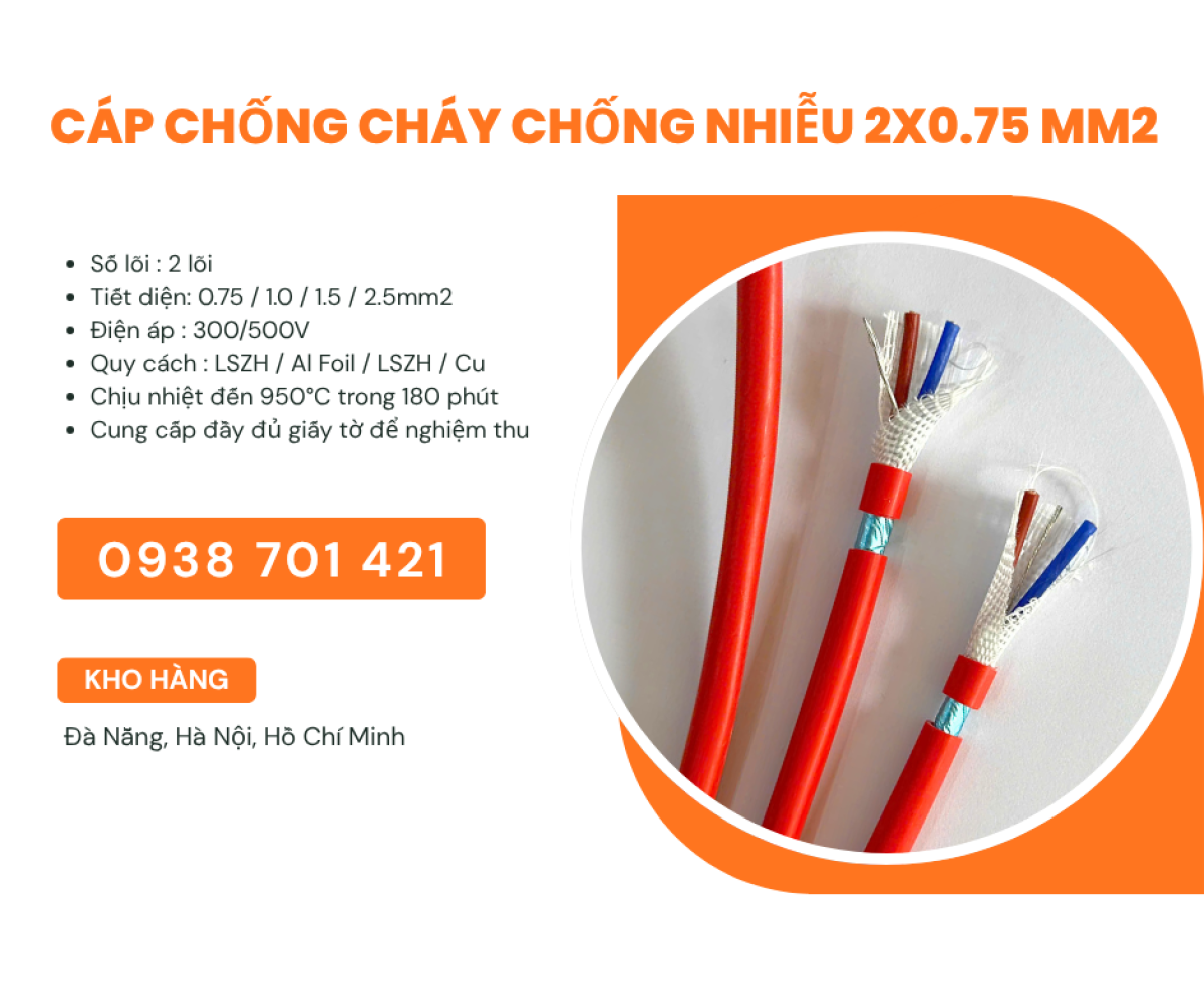 Cáp chống cháy chống nhiễu Altek Kabel 2x0.75mm² phân phối Bắc Ninh, Bắc Giang