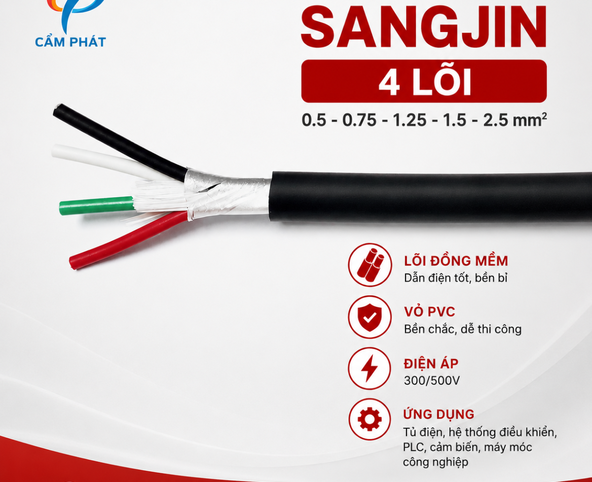 Cáp Điều Khiển Sangjin 4 Lõi 0.5 - 0.75 - 1.25 - 1.5 - 2.5 mm² Standard of Korea