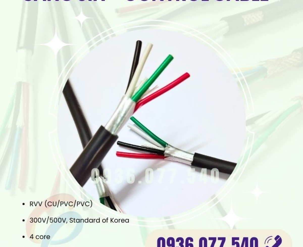 Cáp Điều Khiển Sangjin 4 Lõi 0.5 - 0.75 - 1.25 - 1.5 - 2.5 mm² Standard of Korea