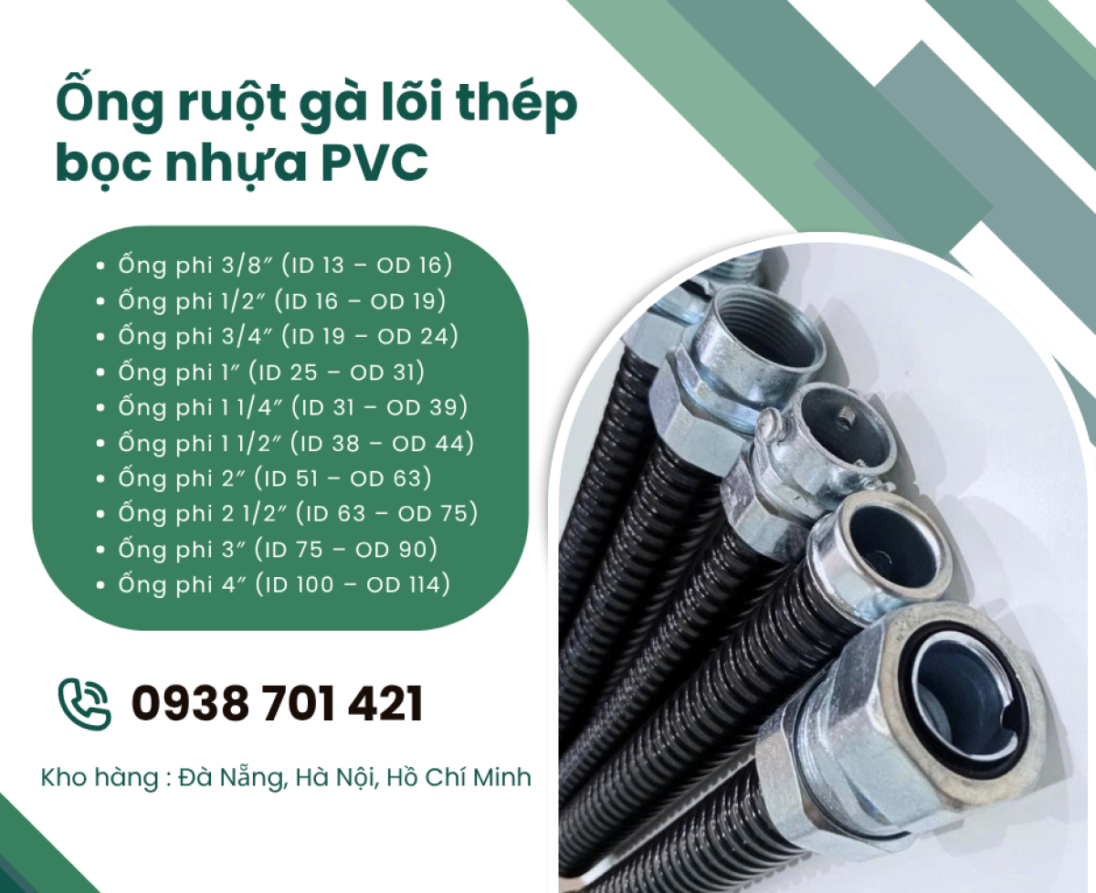 Ống ruột gà lõi thép bọc nhựa PVC – Giải pháp bảo vệ dây điện linh hoạt Phú Yên, Huế