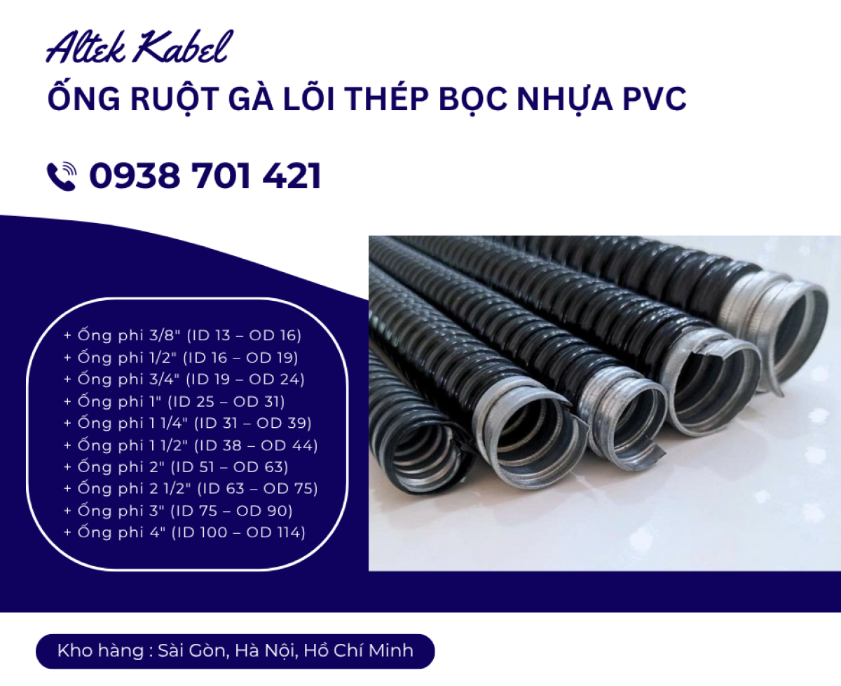 Ống ruột gà lõi thép bọc nhựa PVC – Giải pháp bảo vệ dây điện linh hoạt Phú Yên, Huế
