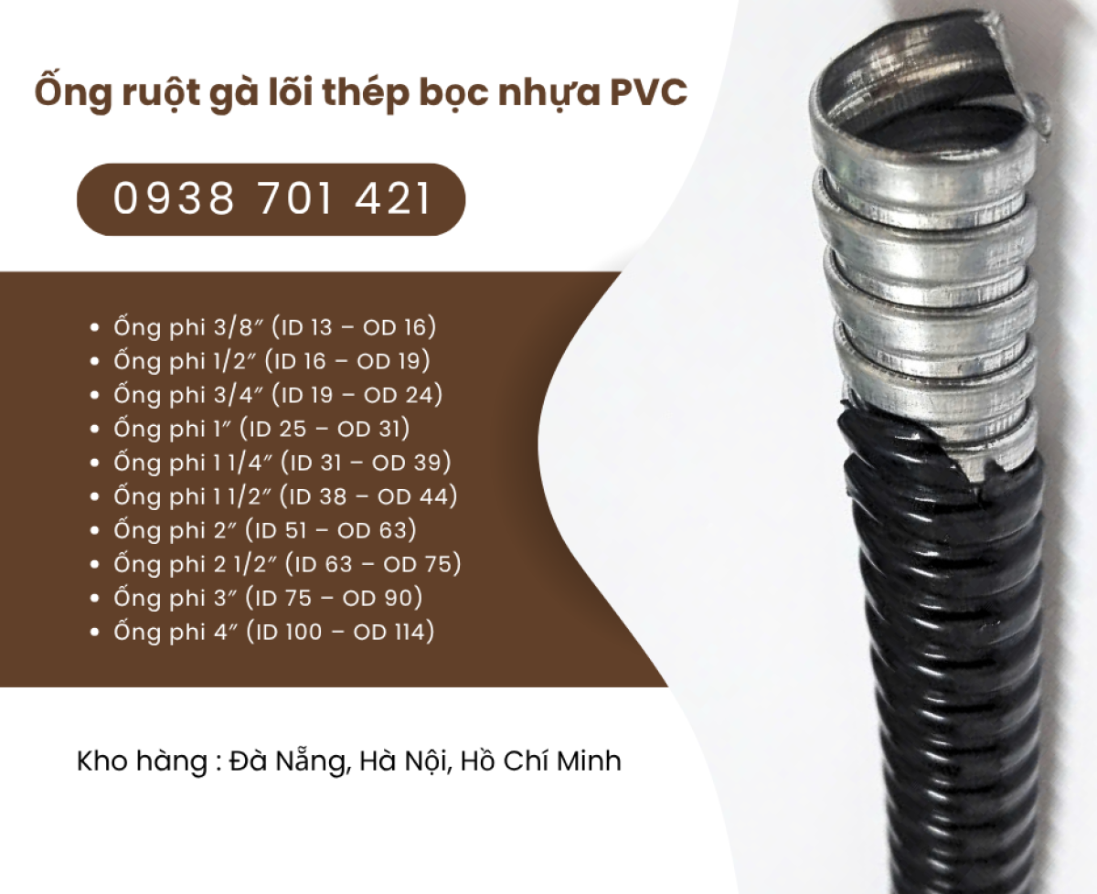 Ống ruột gà lõi thép bọc nhựa PVC – Giải pháp bảo vệ dây điện linh hoạt Phú Yên, Huế