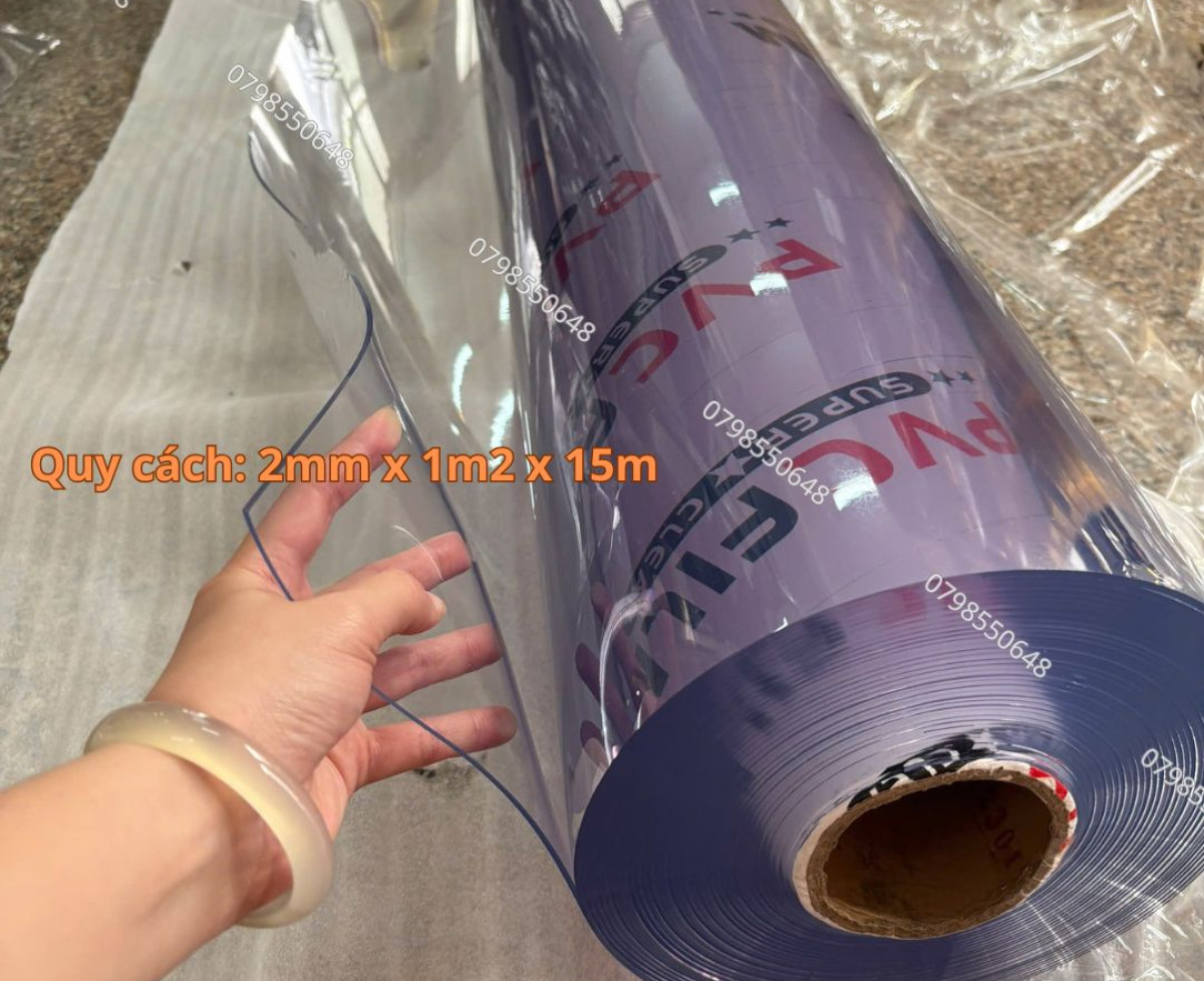 Màng nhựa Pvc dẻo 2mm x 1m2 x 15m, hàng sẵn kho