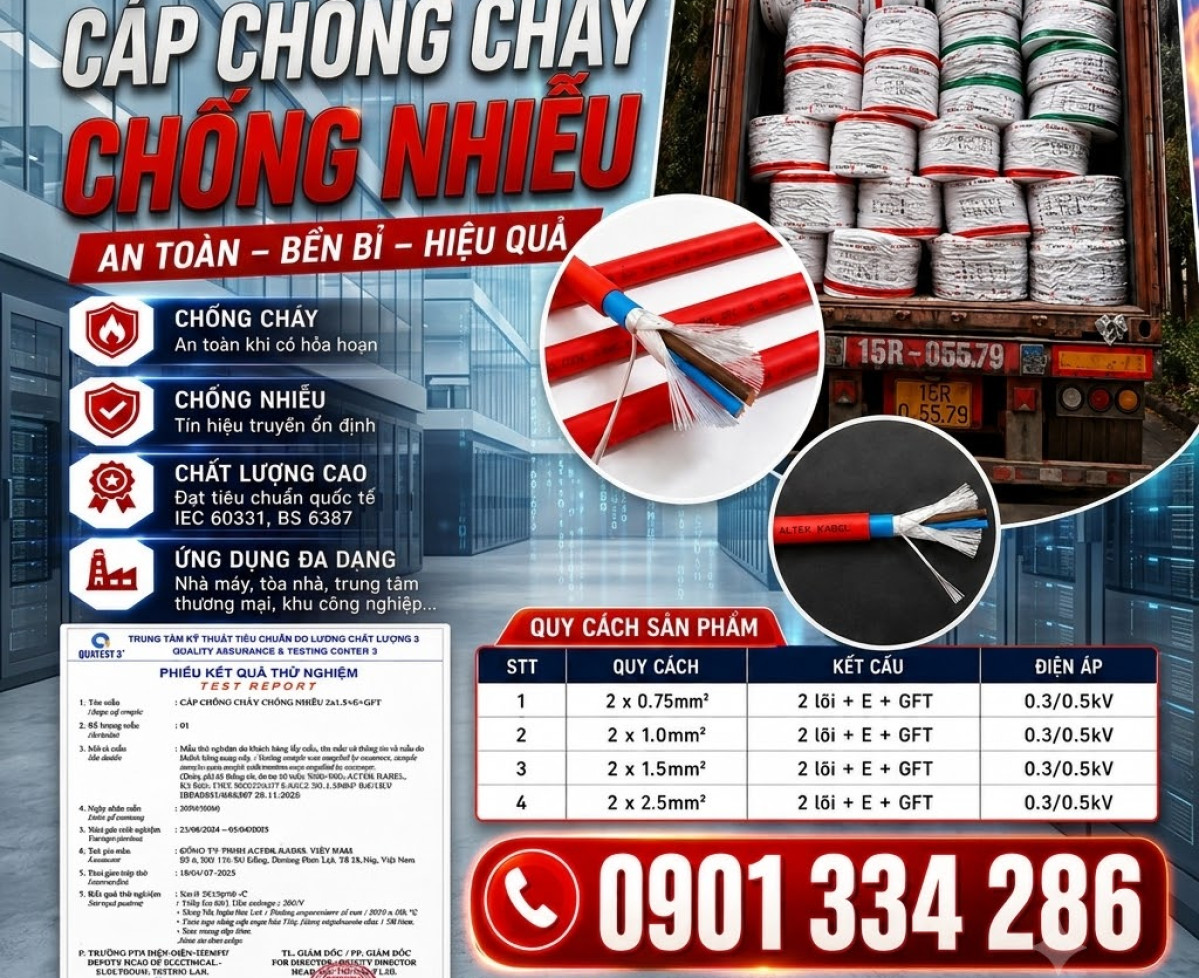 Cáp Chống Cháy Chống Nhiễu 2 Lõi 0.75–2.5mm² ALTEK KABEL