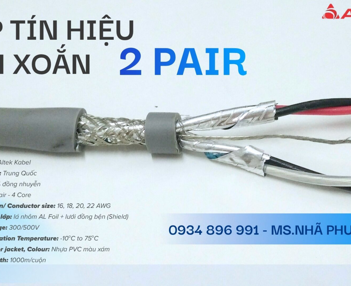 Cáp vặn xoắn 2 Pair 18 AWG – Phân phối Quảng Nam, Đà Nẵng, Bình Định