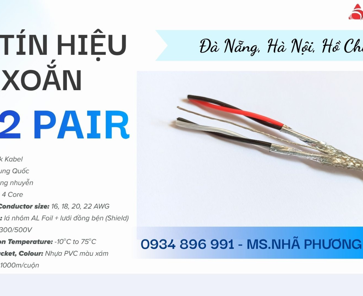 Cáp vặn xoắn 2 Pair 18 AWG – Phân phối Quảng Nam, Đà Nẵng, Bình Định