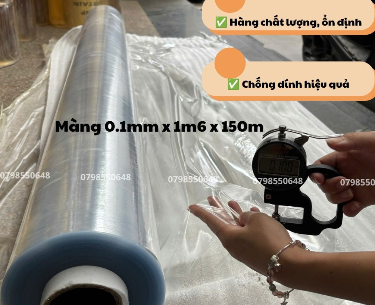 Màng nhựa pvc dẻo có bột 0.10mm x 1m6 x 150m hàng có sẵn