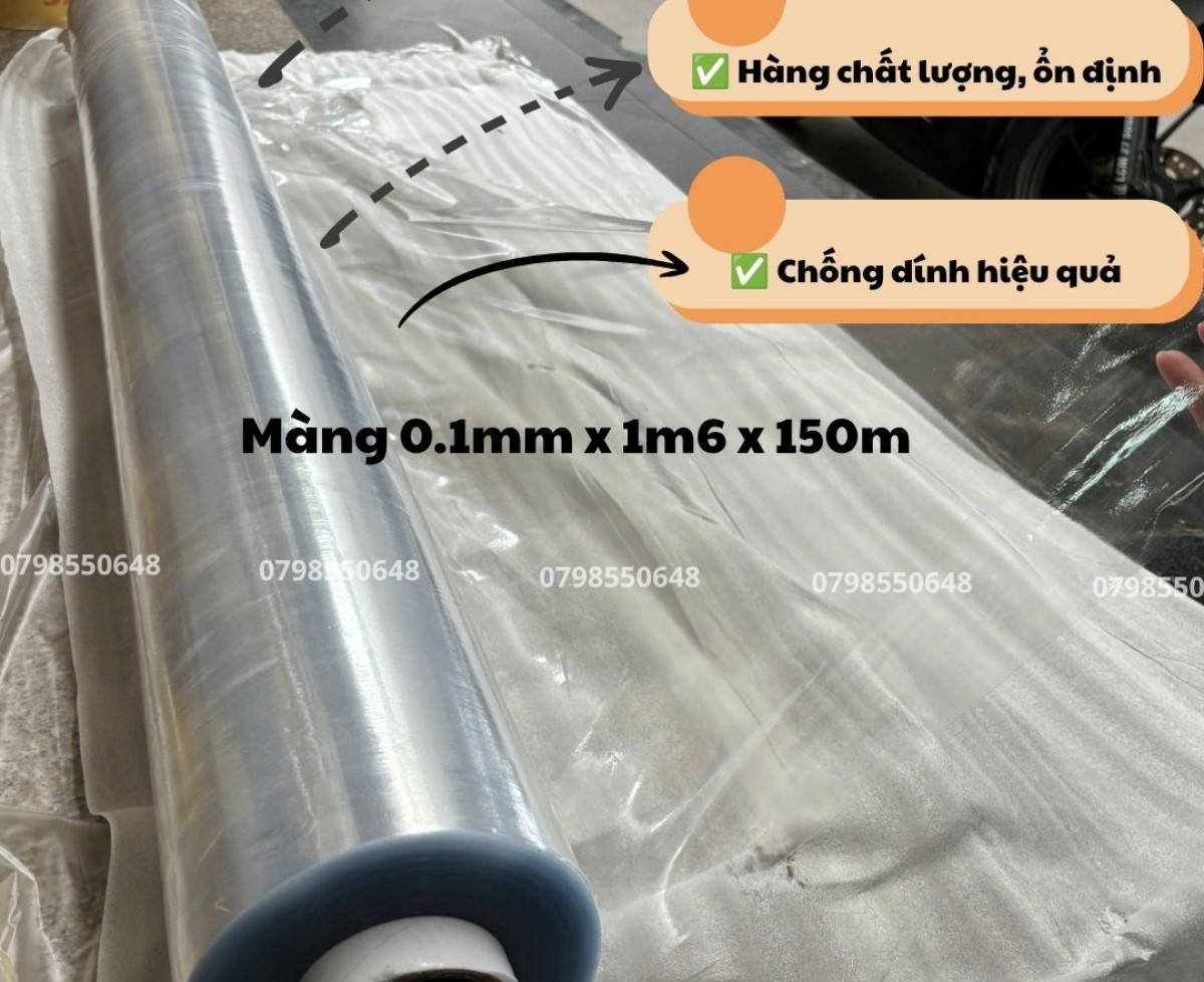 Màng nhựa pvc dẻo có bột 0.10mm x 1m6 x 150m hàng có sẵn
