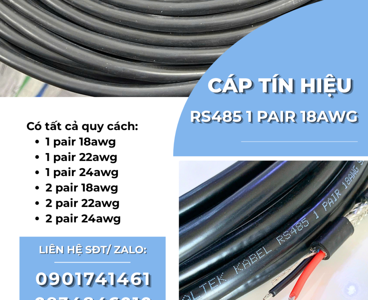 Cáp RS485 1 Pair 18AWG Altek Kabel sẵn Đà Nẵng, HCM, Hà Nội