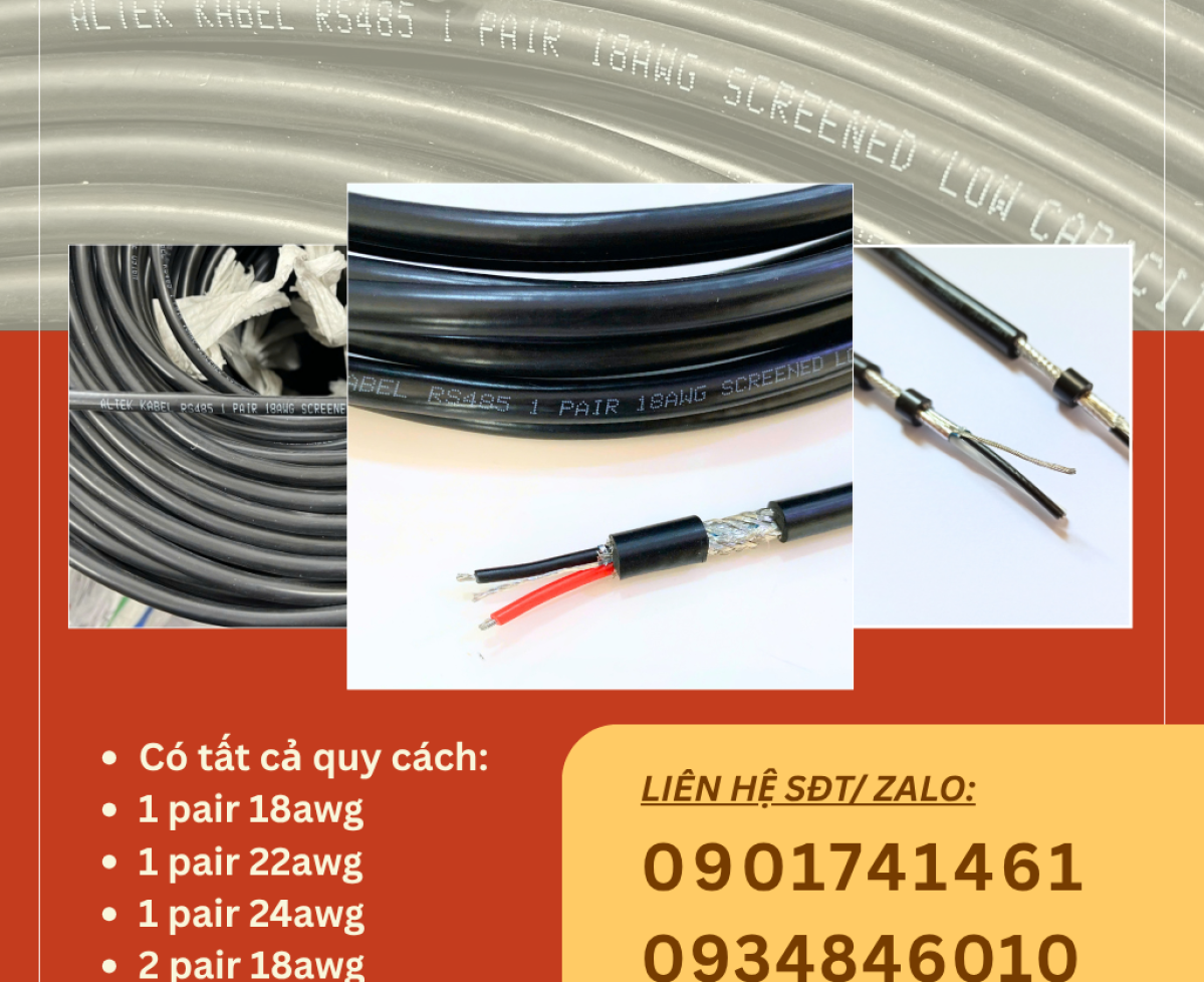 Cáp RS485 1 Pair 18AWG Altek Kabel sẵn Đà Nẵng, HCM, Hà Nội