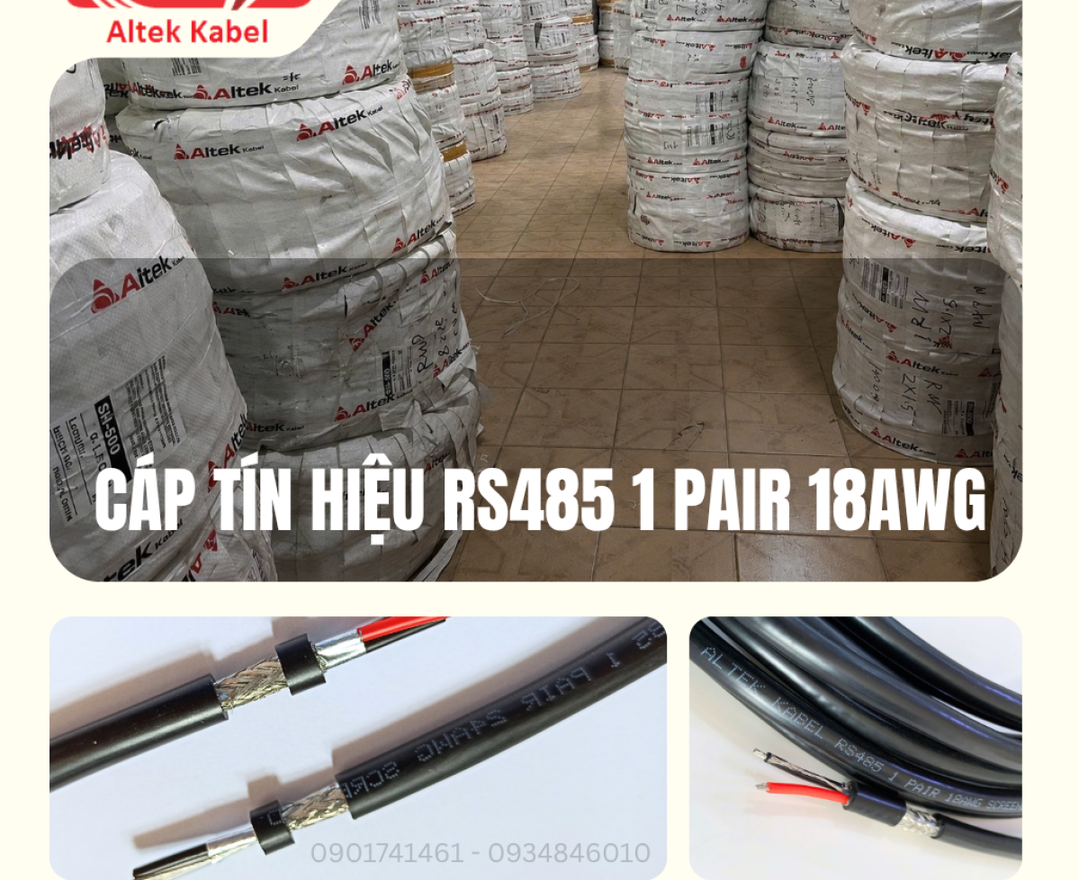 Cáp RS485 1 Pair 18AWG Altek Kabel sẵn Đà Nẵng, HCM, Hà Nội
