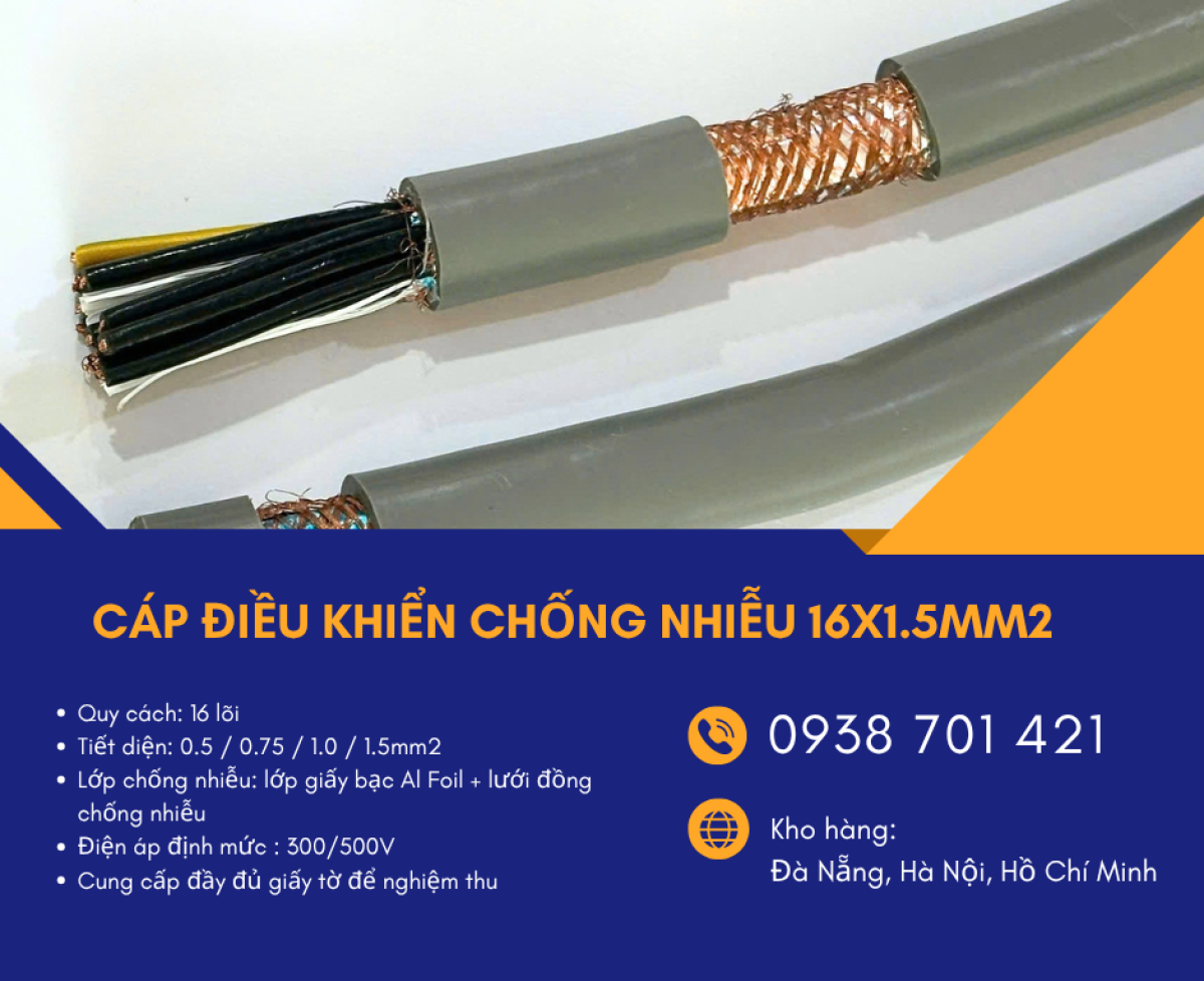 Cáp điều khiển chống nhiễu 16x1.5mm² Altek Kabel SH-11516 – Cáp điều khiển 16 lõi có lưới chống nhiễu
