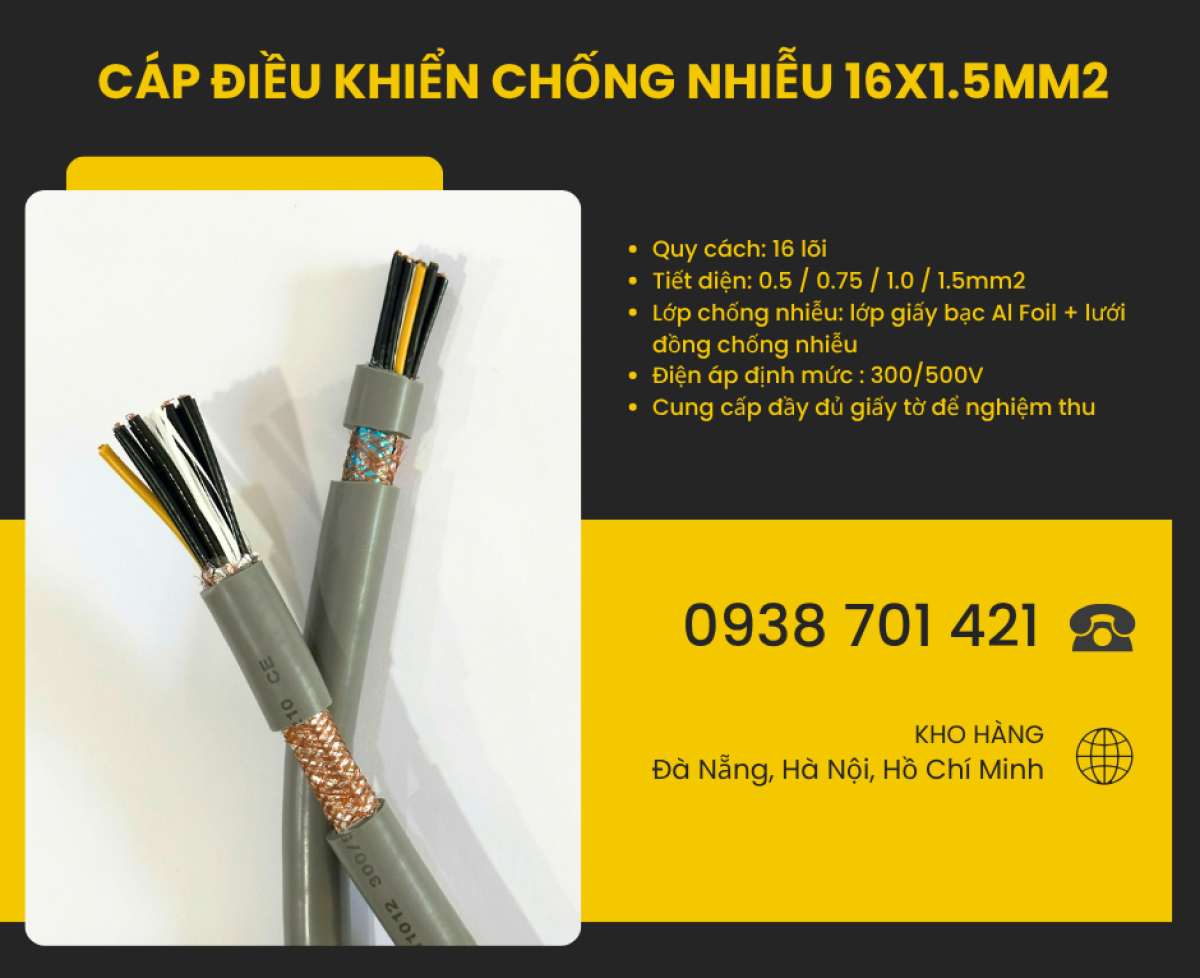 Cáp điều khiển chống nhiễu 16x1.5mm² Altek Kabel SH-11516 – Cáp điều khiển 16 lõi có lưới chống nhiễu
