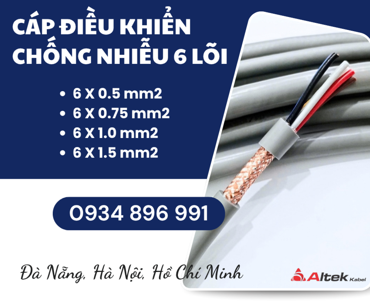 Cáp Điều Khiển 6x0.75 Mm2 Chống Nhiễu Bình Dương, Long An, Cần Thơ